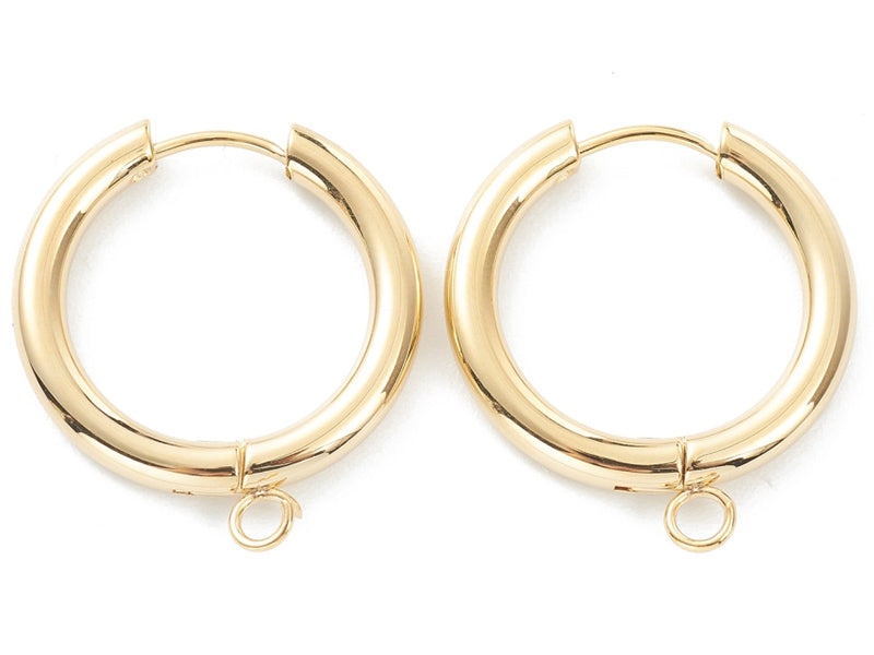 Achat Paire de boucles d'oreilles huggie avec anneau - doré à l'or fin 24 k - 25 x 23 mm