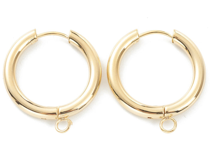 Achat Paire de boucles d'oreilles huggie avec anneau - doré à l'or fin 24 k - 25 x 23 mm