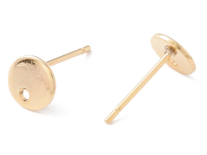 Achat Paire de puces d'oreilles pampille ronde et lisse - doré à l'or fin 18K - 6 mm