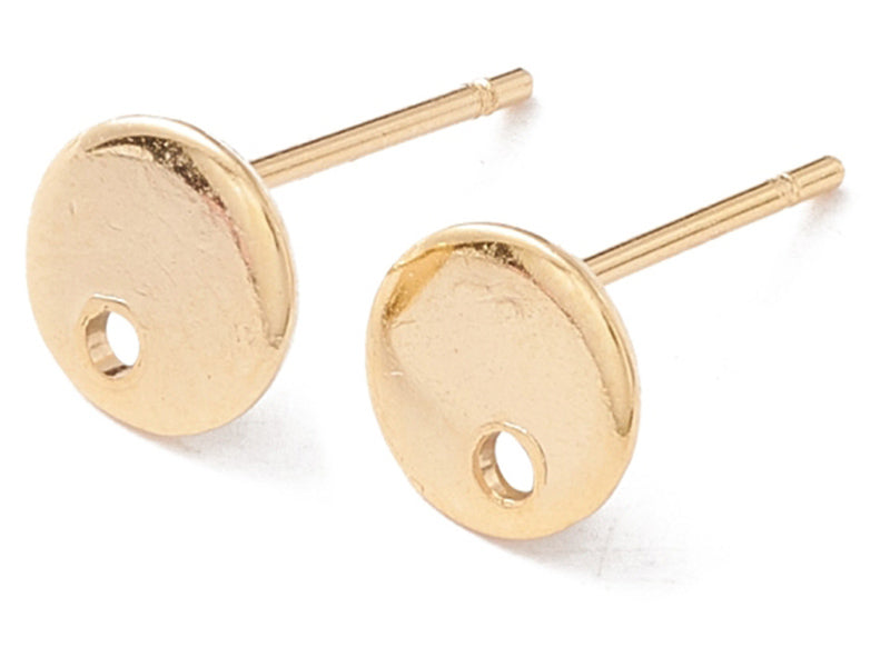 Achat Paire de puces d'oreilles pampille ronde et lisse - doré à l'or fin 18K - 6 mm