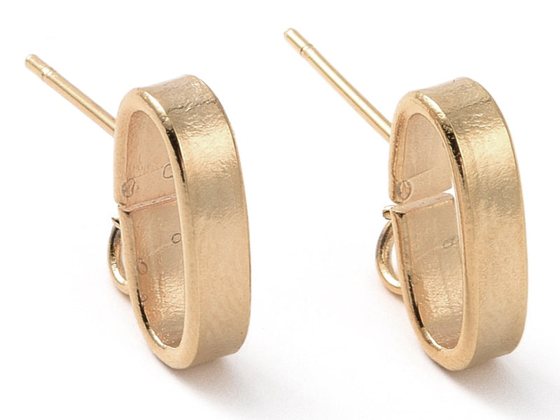Achat Paire de clous d'oreilles anneau - doré à l'or fin 24 k - 12 x 3 mm