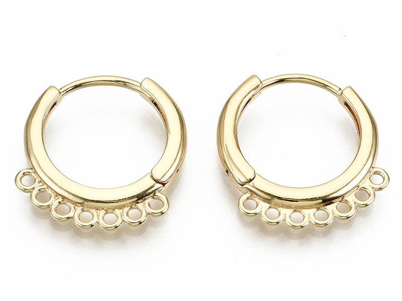 Achat Paire de boucles d'oreilles créoles huggies 7 anneaux - Doré a l'or fin 18K - 17 x 16 mm