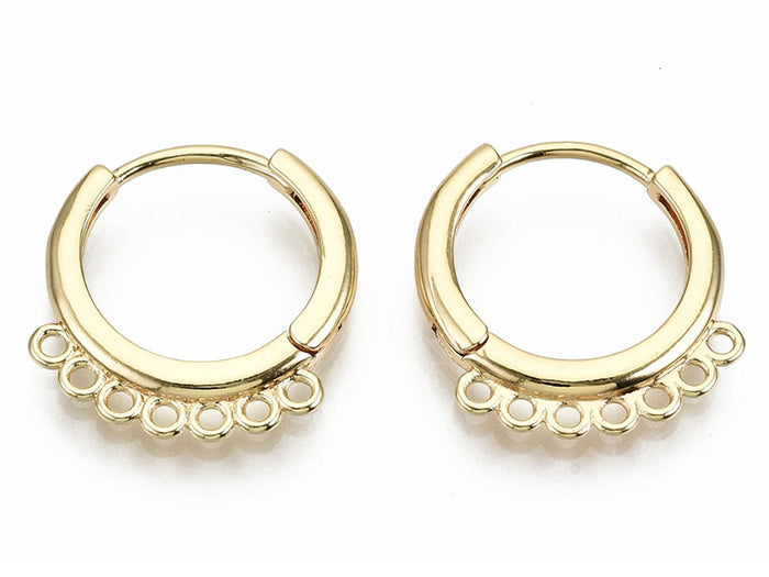 Achat Paire de boucles d'oreilles créoles huggies 7 anneaux - Doré a l'or fin 18K - 17 x 16 mm