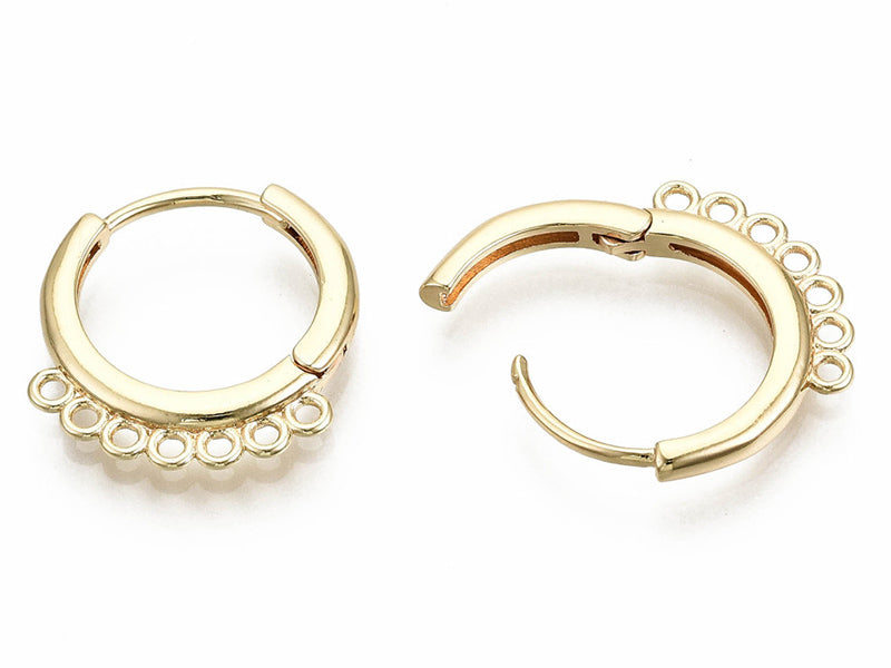 Achat Paire de boucles d'oreilles créoles huggies 7 anneaux - Doré a l'or fin 18K - 17 x 16 mm