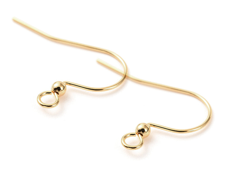 Achat Paire de boucles d'oreilles crochet avec petite perle - doré a l'or fin 18K - 17 x 22 mm