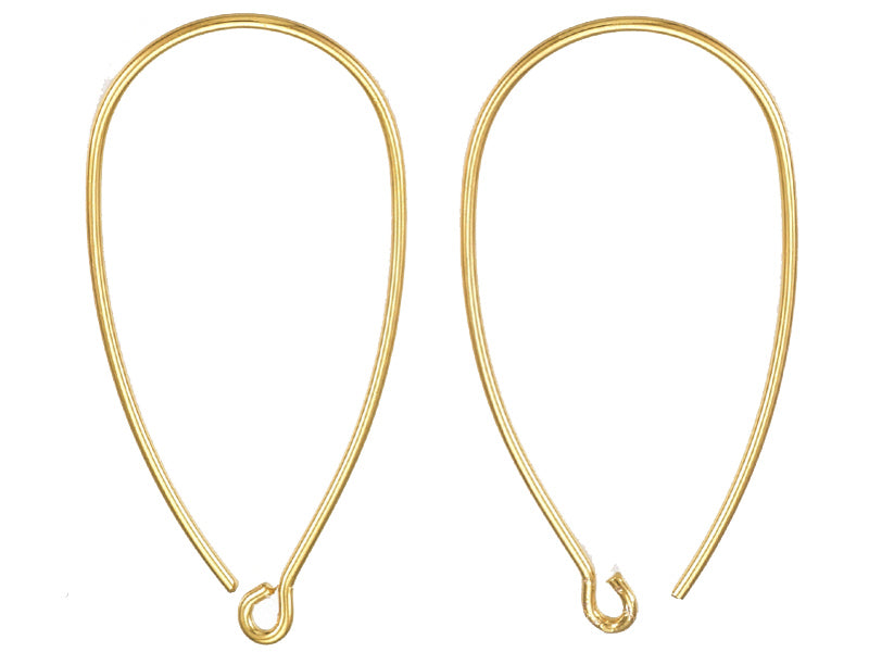 Achat Paire de boucles d'oreilles crochet arrondi - Doré a l'or fin 18K - 34 x 18 mm