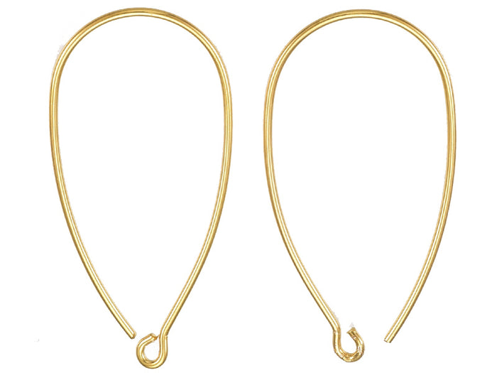 Achat Paire de boucles d'oreilles crochet arrondi - Doré a l'or fin 18K - 34 x 18 mm