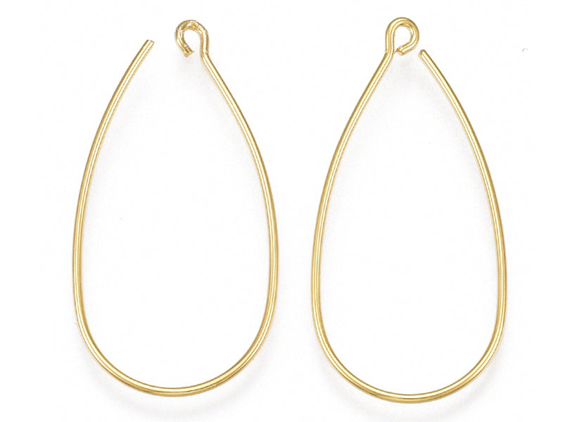 achat Paire de boucles d'oreilles crochet arrondi - Doré a l'or fin 18K - 34 x 18 mm