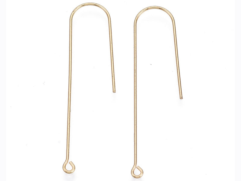 achat Paire de boucles d'oreilles crochet long - Doré a l'or fin 18K - 45 mm