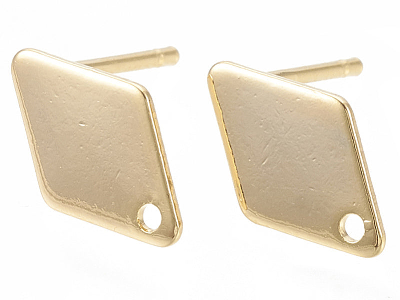 Achat Paire de puces d'oreilles losange - doré a l'or fin 18K - 11 x 7 mm