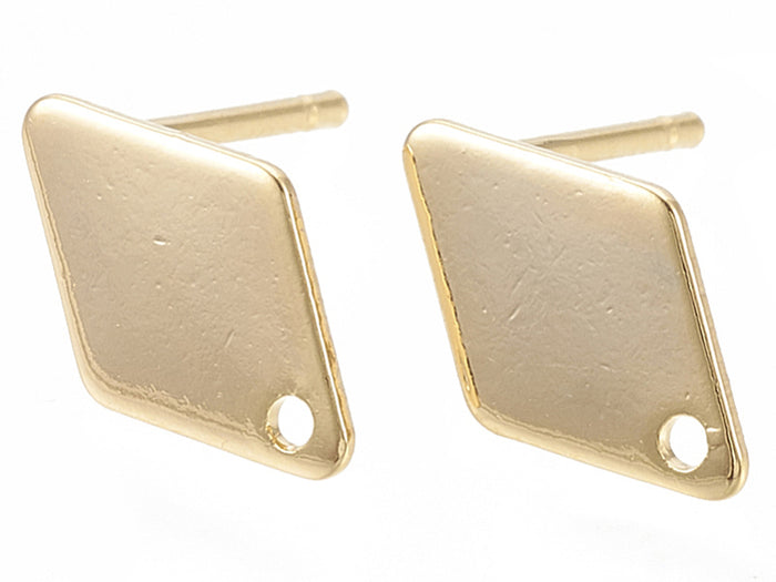Achat Paire de puces d'oreilles losange - doré a l'or fin 18K - 11 x 7 mm