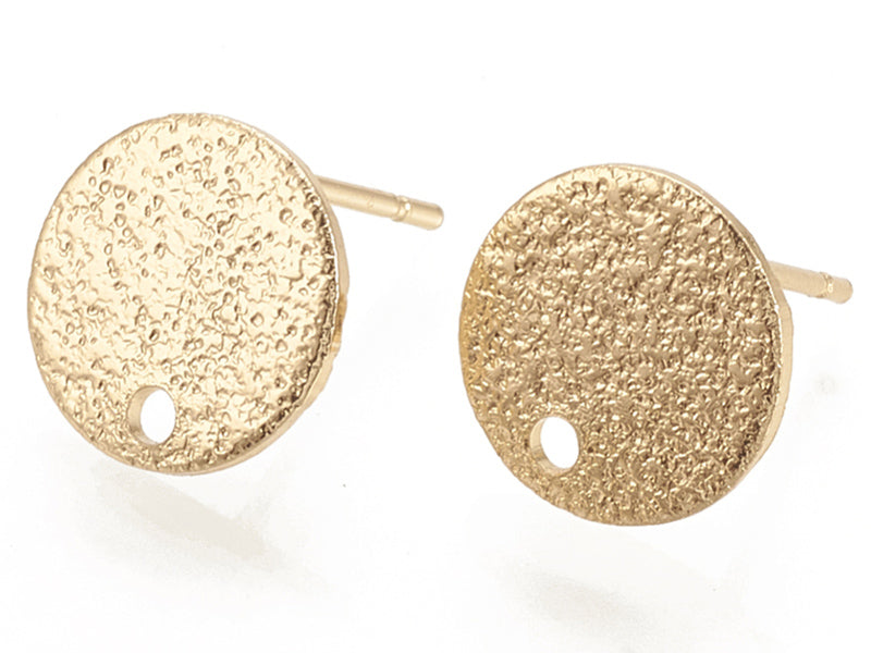 Achat Paire de puces d'oreilles rond martelé - Doré a l'or fin 18K - 10 mm