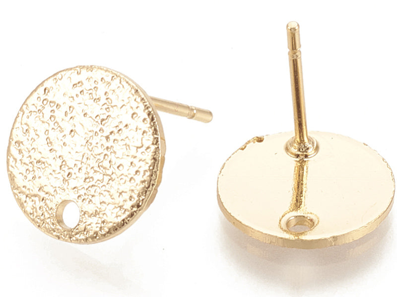achat Paire de puces d'oreilles rond martelé - Doré a l'or fin 18K - 10 mm