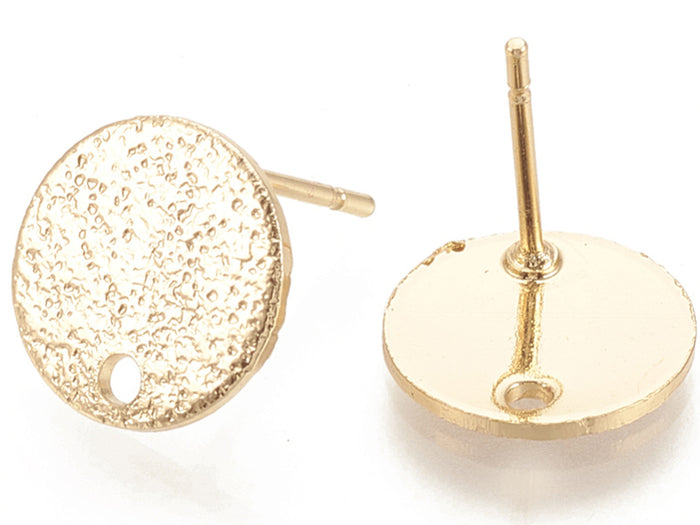 Achat Paire de puces d'oreilles rond martelé - Doré a l'or fin 18K - 10 mm