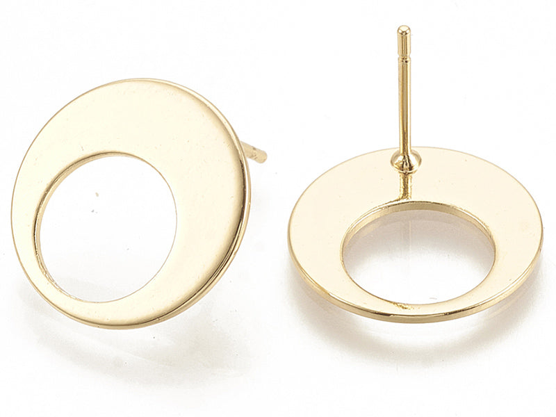 Achat Paire de puces d'oreilles cercle évidé - Doré a l'or fin 18K - 15 mm