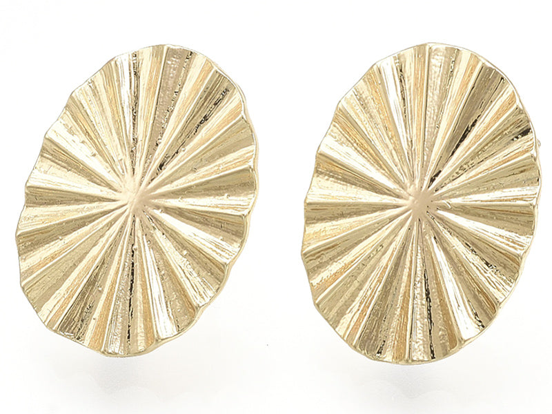 Achat Paire de puce d'oreilles ovale soleil - Doré à l'or fin - 17 x 13 mm