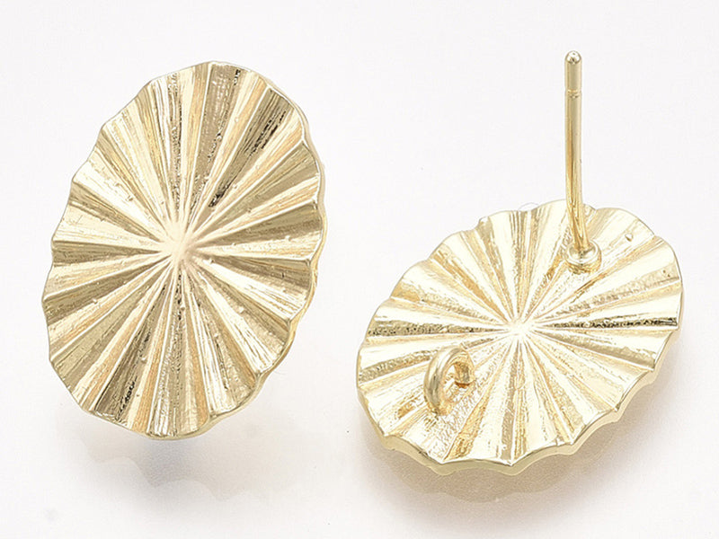 Achat Paire de puce d'oreilles ovale soleil - Doré à l'or fin - 17 x 13 mm