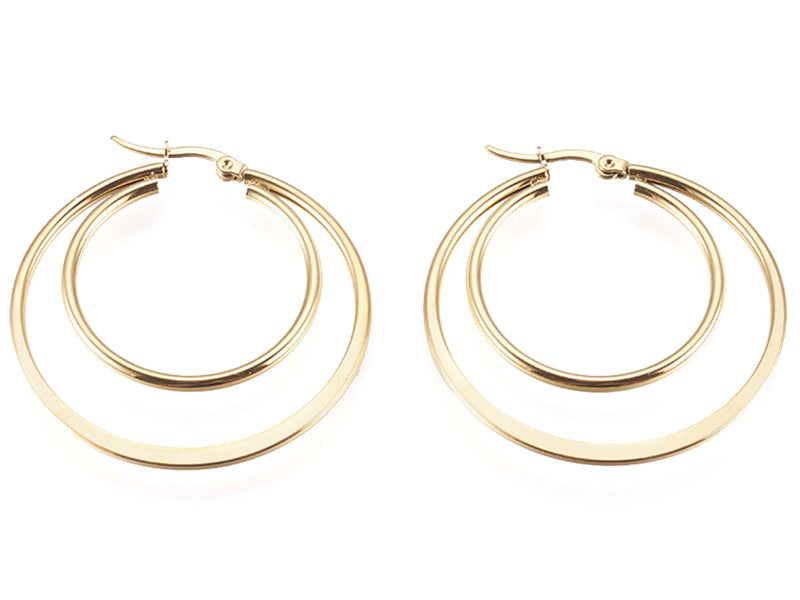 Achat Paire de boucles d'oreilles double créoles - Acier inoxydable - 45 mm