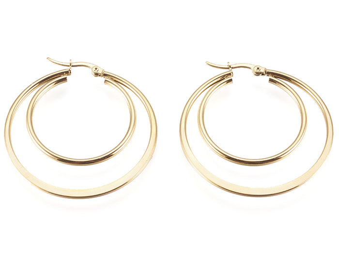 Achat Paire de boucles d'oreilles double créoles - Acier inoxydable - 45 mm