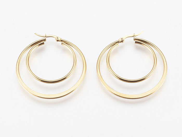 Achat Paire de boucles d'oreilles double créoles - Acier inoxydable - 45 mm