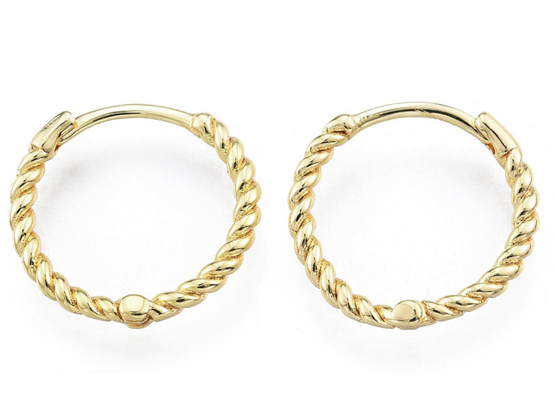 Achat Paire de créoles huggie - Doré a l'or fin 18K - 15 mm