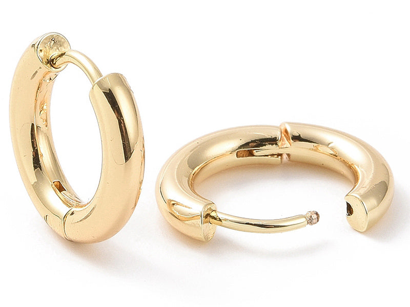 Achat Paire de créoles huggie - Doré a l'or fin 18K - 15 x 16 mm