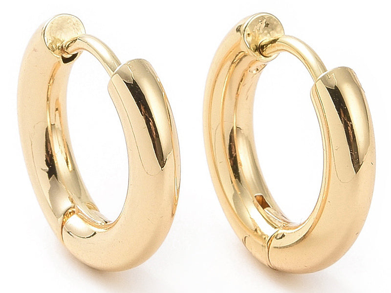 Achat Paire de créoles huggie - Doré a l'or fin 18K - 15 x 16 mm