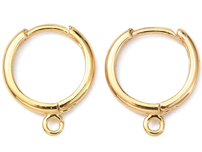 Achat Paire de boucles d'oreilles dormeuses - Doré à l'or fin 18K - 17 mm