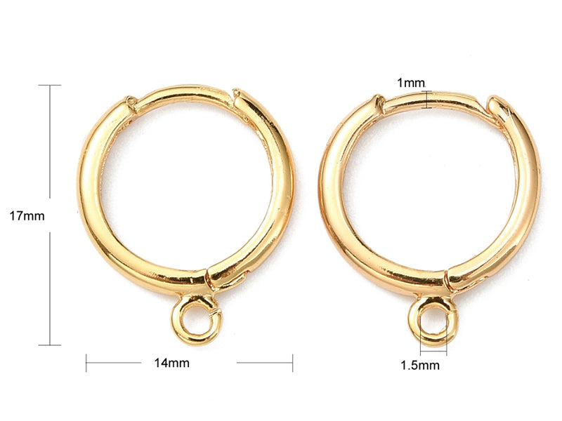 Achat Paire de boucles d'oreilles dormeuses - Doré à l'or fin 18K - 17 mm