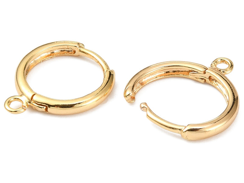 achat Paire de boucles d'oreilles dormeuses - Doré à l'or fin 18K - 17 mm
