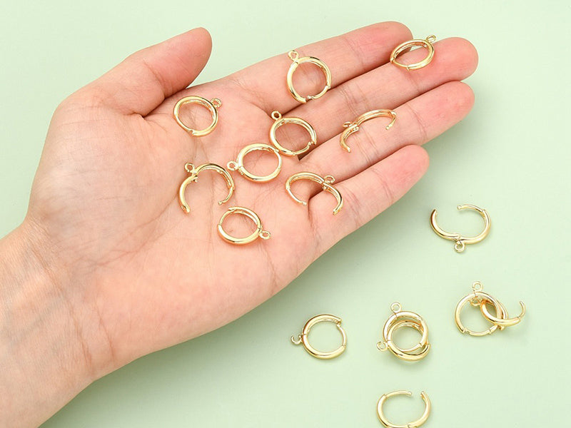 achat Paire de boucles d'oreilles dormeuses - Doré à l'or fin 18K - 17 mm