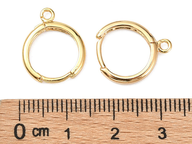 achat Paire de boucles d'oreilles dormeuses - Doré à l'or fin 18K - 17 mm