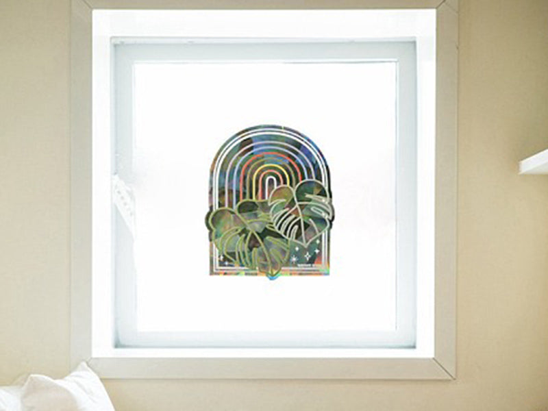 Achat Sticker suncatcher Monstera et arc-en-ciel - 9 x 11 cm