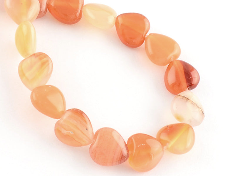 Achat 10 perles en forme de cœur en agate rouge - 10 mm
