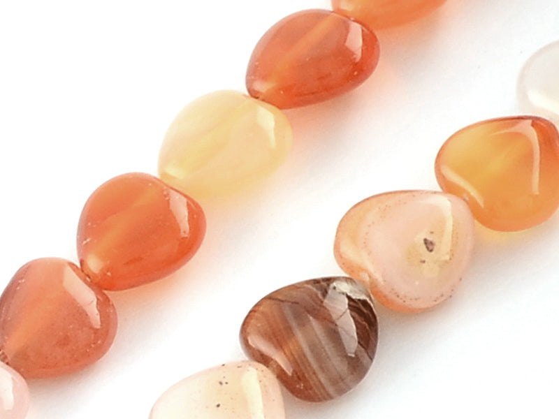Achat 10 perles en forme de cœur en agate rouge - 10 mm