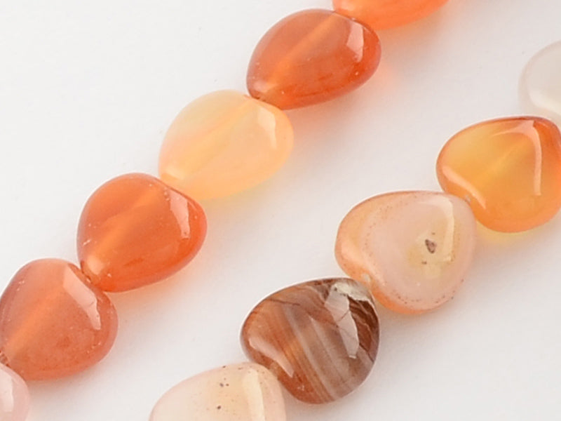 achat 10 perles en forme de cœur en agate rouge - 10 mm