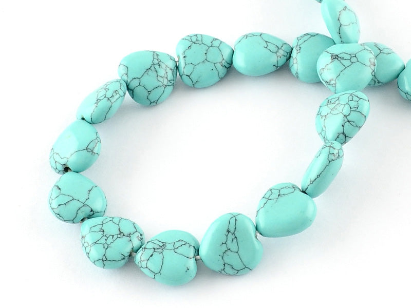 Achat 10 perles en forme de cœur en turquoise synthétique - 10 mm