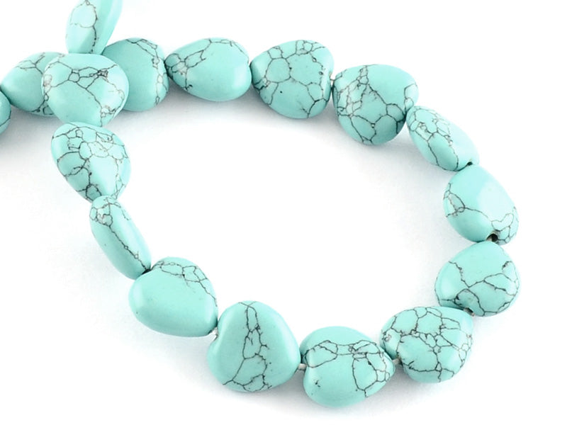 Achat 10 perles en forme de cœur en turquoise synthétique - 10 mm