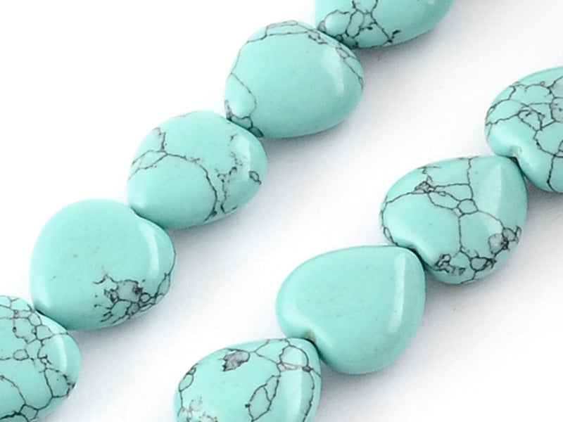 achat 10 perles en forme de cœur en turquoise synthétique - 10 mm