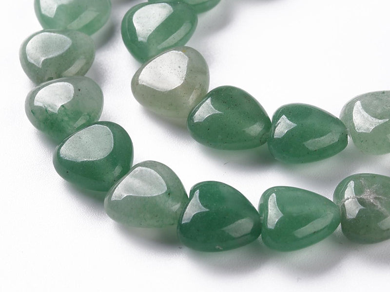 Achat 10 perles en forme de cœur en aventurine verte - 10 mm