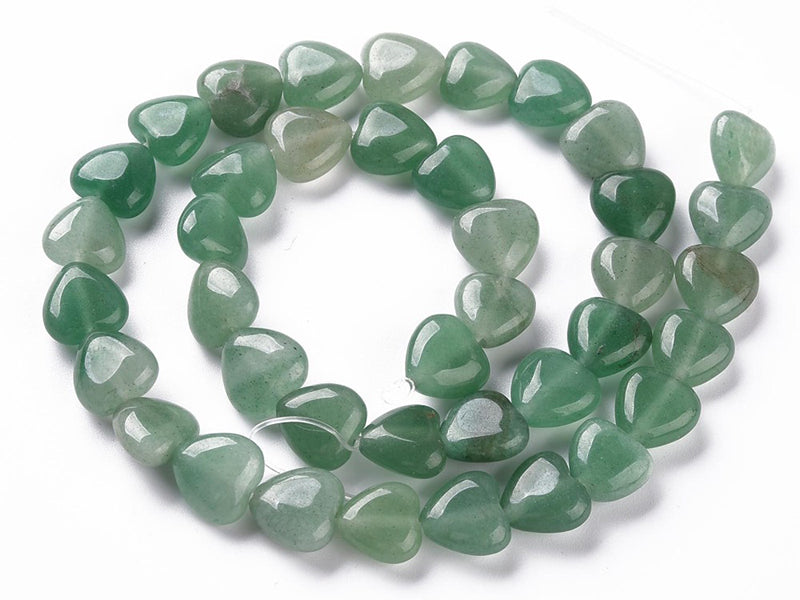 Achat 10 perles en forme de cœur en aventurine verte - 10 mm