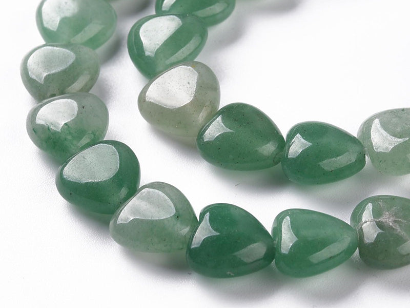 achat 10 perles en forme de cœur en aventurine verte - 10 mm