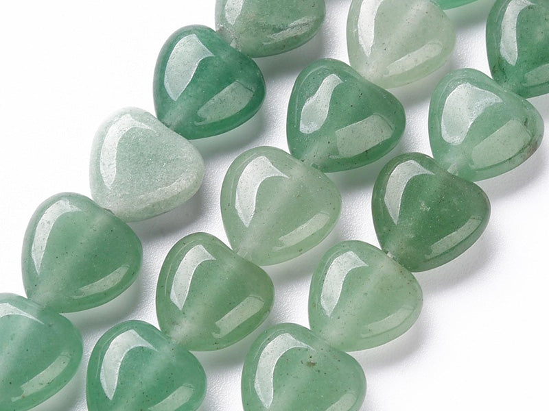 achat 10 perles en forme de cœur en aventurine verte - 10 mm