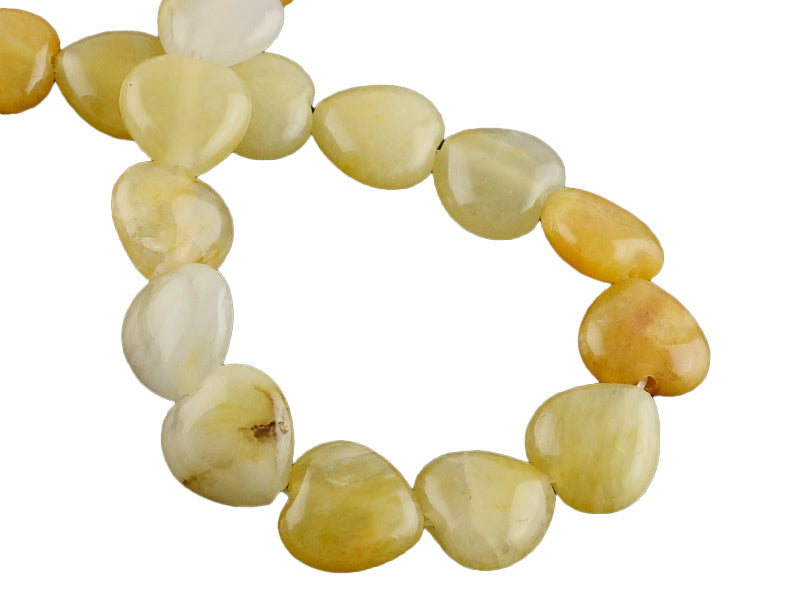 Achat 10 perles en forme de cœur en jade topaze - 10 mm