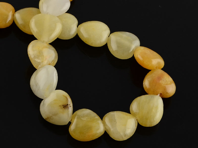 achat 10 perles en forme de cœur en jade topaze - 10 mm