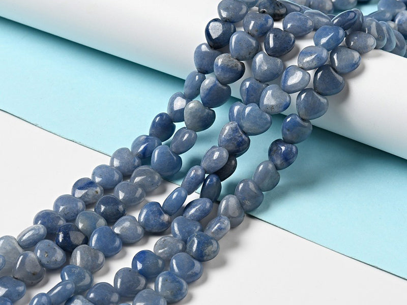 achat 10 perles en forme de cœur en aventurine bleue - 10 mm