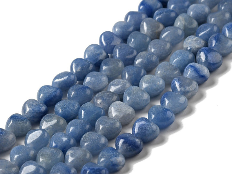 achat 10 perles en forme de cœur en aventurine bleue - 10 mm