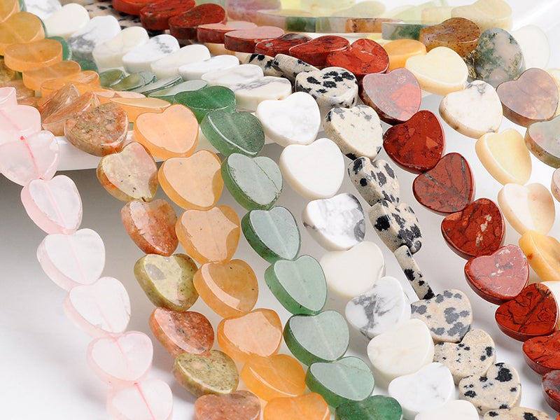 Achat 10 perles en forme de cœur - mix matières nature et synthétique - 6 mm