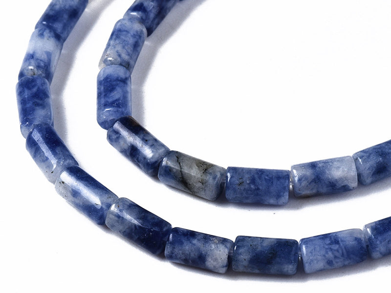 Achat 20 perles tube/colonne en jaspe bleu - 6 x 3 mm