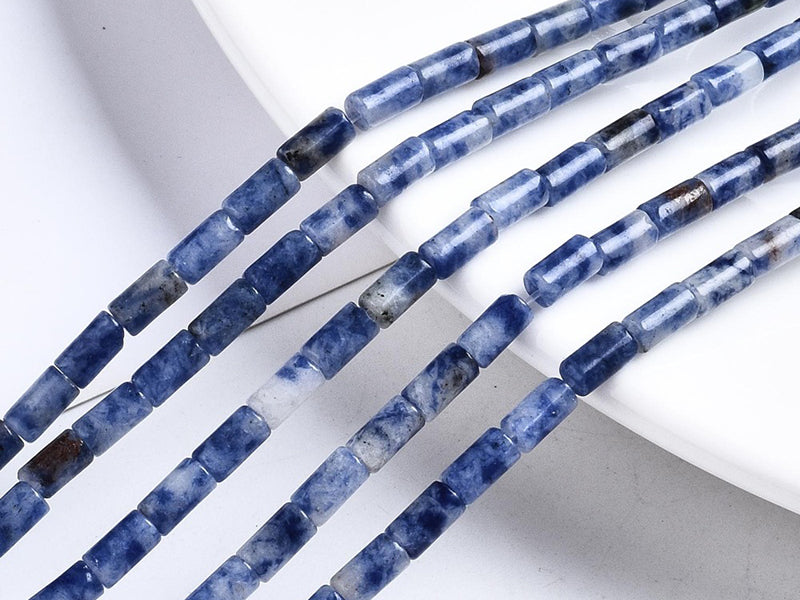 Achat 20 perles tube/colonne en jaspe bleu - 6 x 3 mm